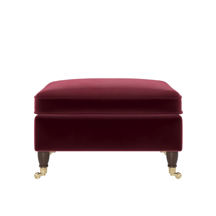 Burgundy Velvet Footstool - Ramona