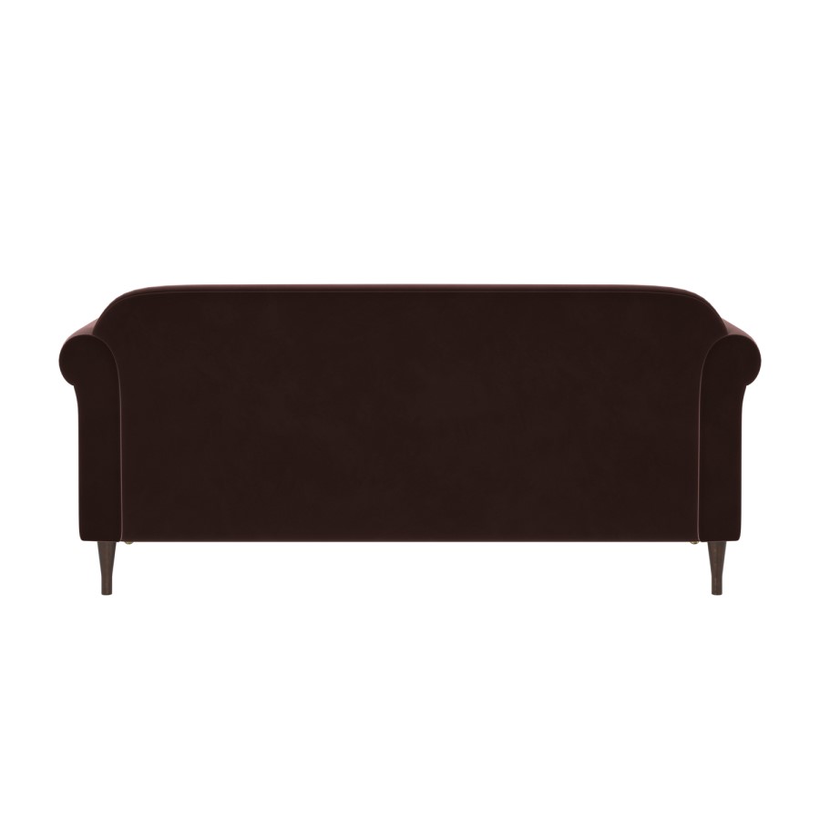 Chocolate Brown Velvet 3 Seater Traditional Sofa - Ramona