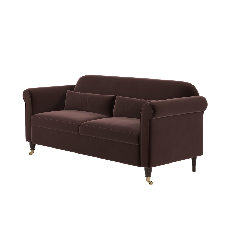 Chocolate Brown Velvet 3-Seater Sofa - Ramona