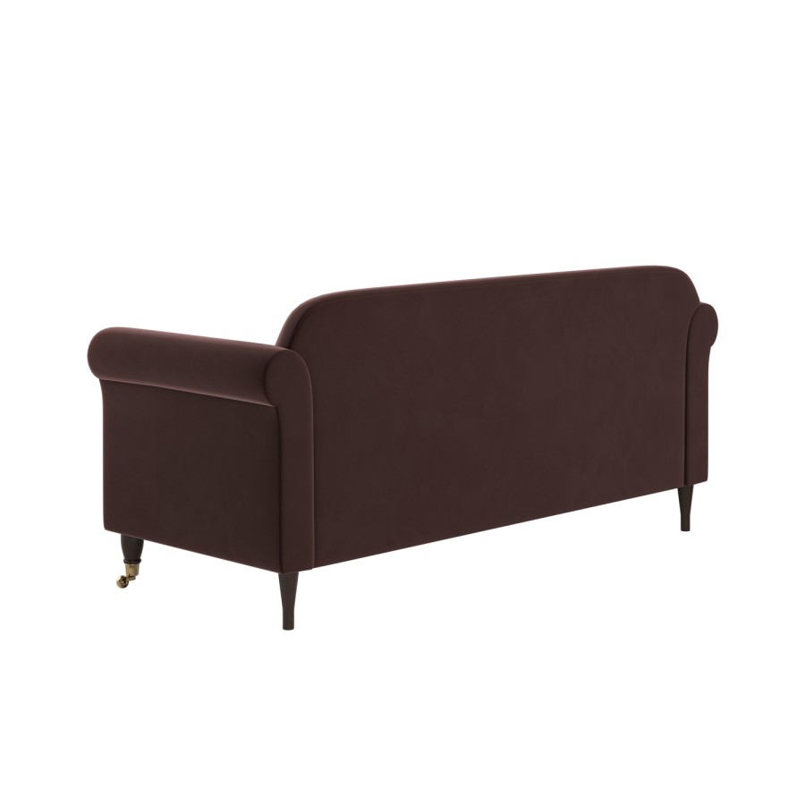Chocolate Brown Velvet 3-Seater Sofa - Ramona