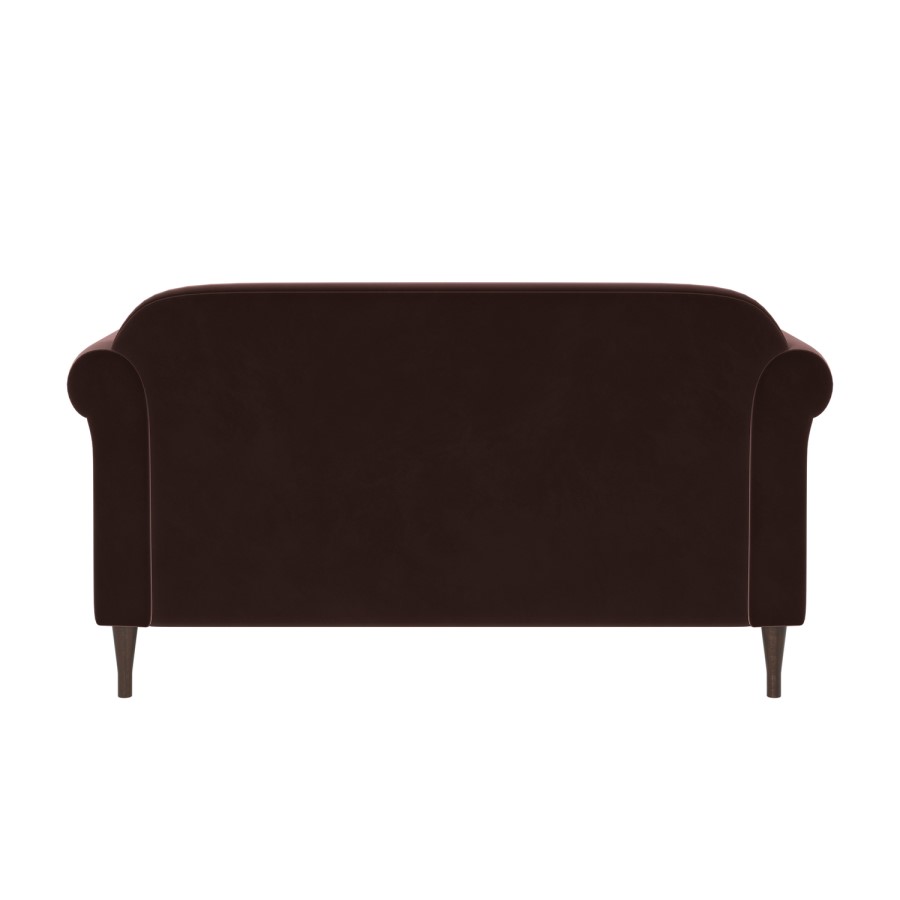 Chocolate Brown Velvet 2 Seater Traditional Sofa - Ramona
