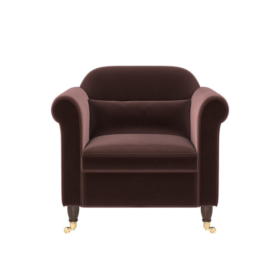 Chocolate Brown Velvet Armchair - Ramona