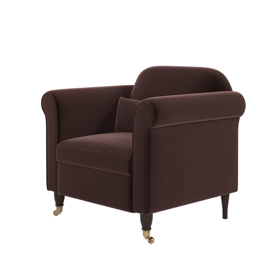 Chocolate Brown Velvet Armchair - Ramona