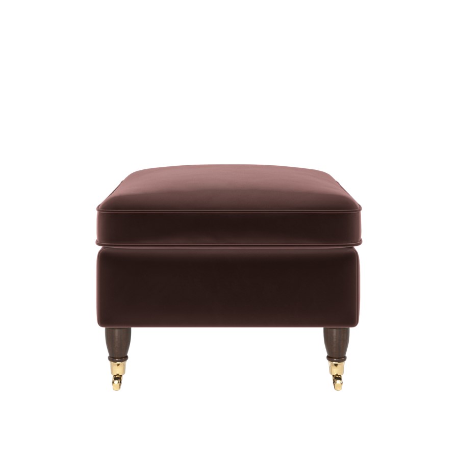 Chocolate Brown Velvet Traditional Footstool – Ramona 