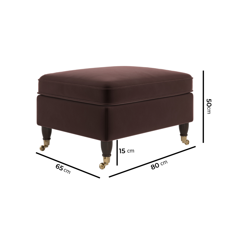 Chocolate Brown Velvet Traditional Footstool – Ramona 