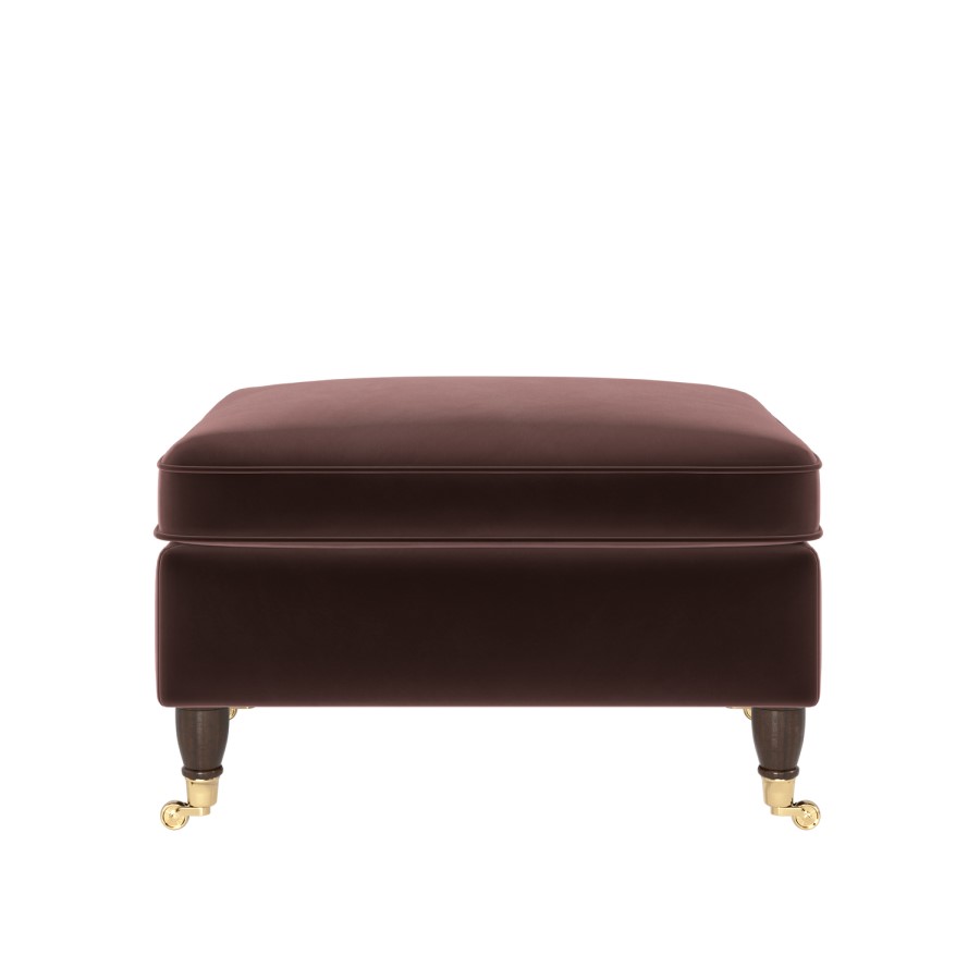 Chocolate Brown Velvet Traditional Footstool – Ramona 
