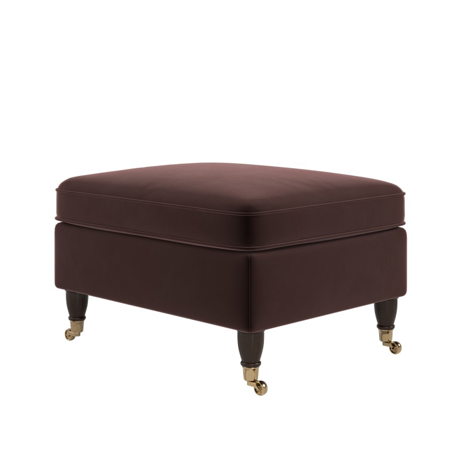 Chocolate Brown Velvet Traditional Footstool – Ramona 