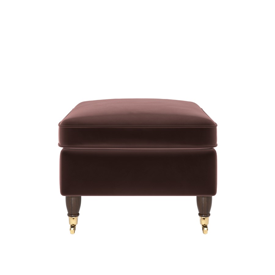 Chocolate Brown Velvet Traditional Footstool – Ramona 