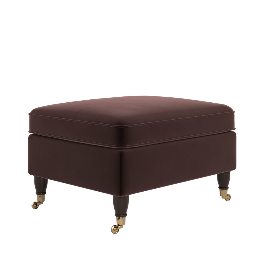 Chocolate Brown Velvet Traditional Footstool – Ramona 