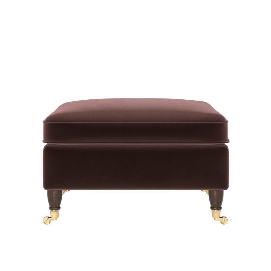 Chocolate Brown Velvet Traditional Footstool – Ramona 