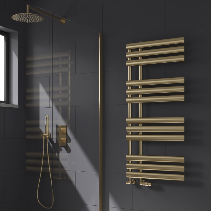 Reina Chisa Brass Designer Towel Radiator - 1130 x 500mm
