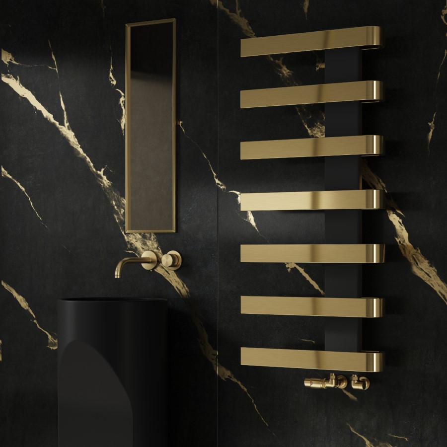 Reina Panaro Brass Designer Towel Radiator - 1100 x 500mm