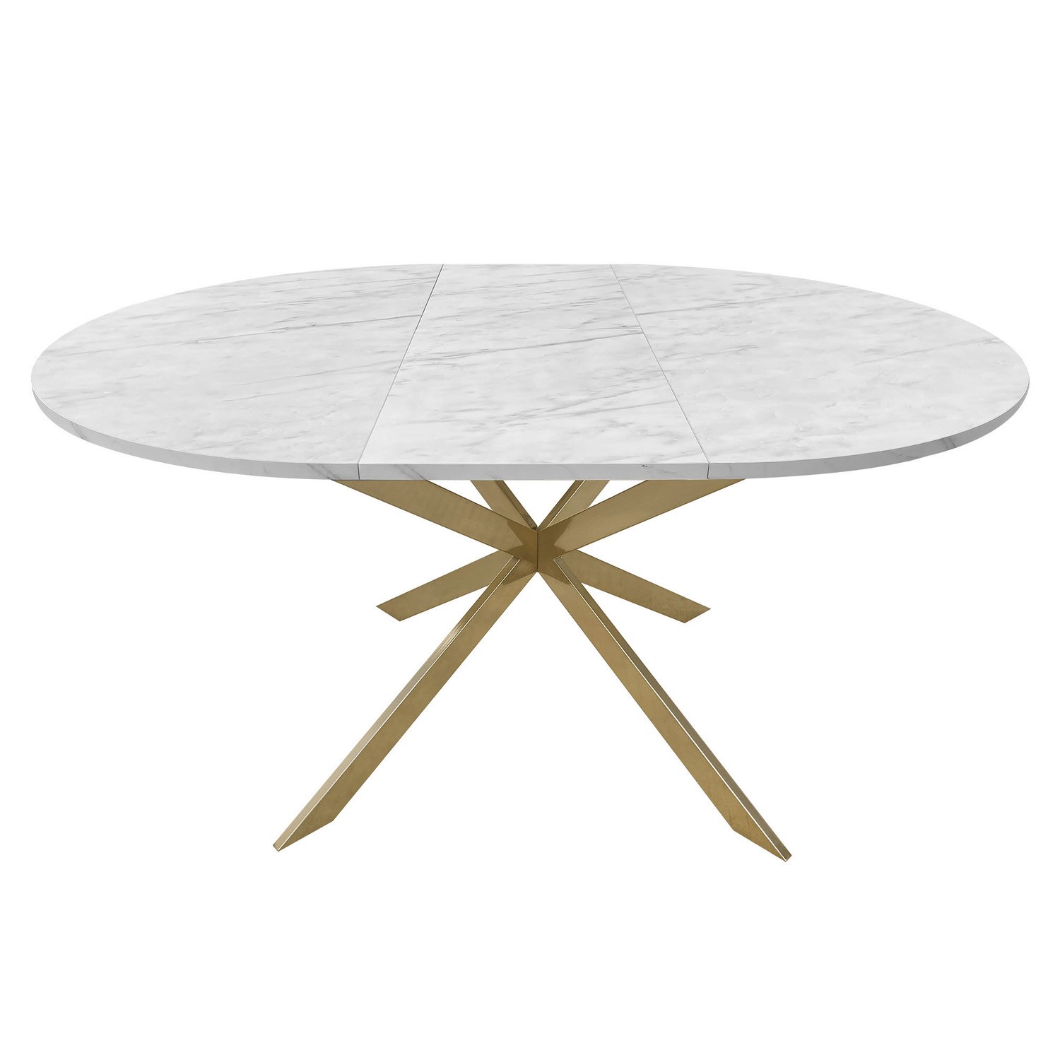 Photo of Round to oval marble effect extendable dining table in white - seats 4-6 - reine