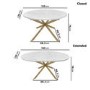 GRADE A2 - Round to Oval Marble Effect Extendable Dining Table in White - Seats 4-6 - Reine