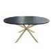 Round to Oval Black Wooden Extendable Dining Table with Brass Legs - Seats 4-6 - Reine