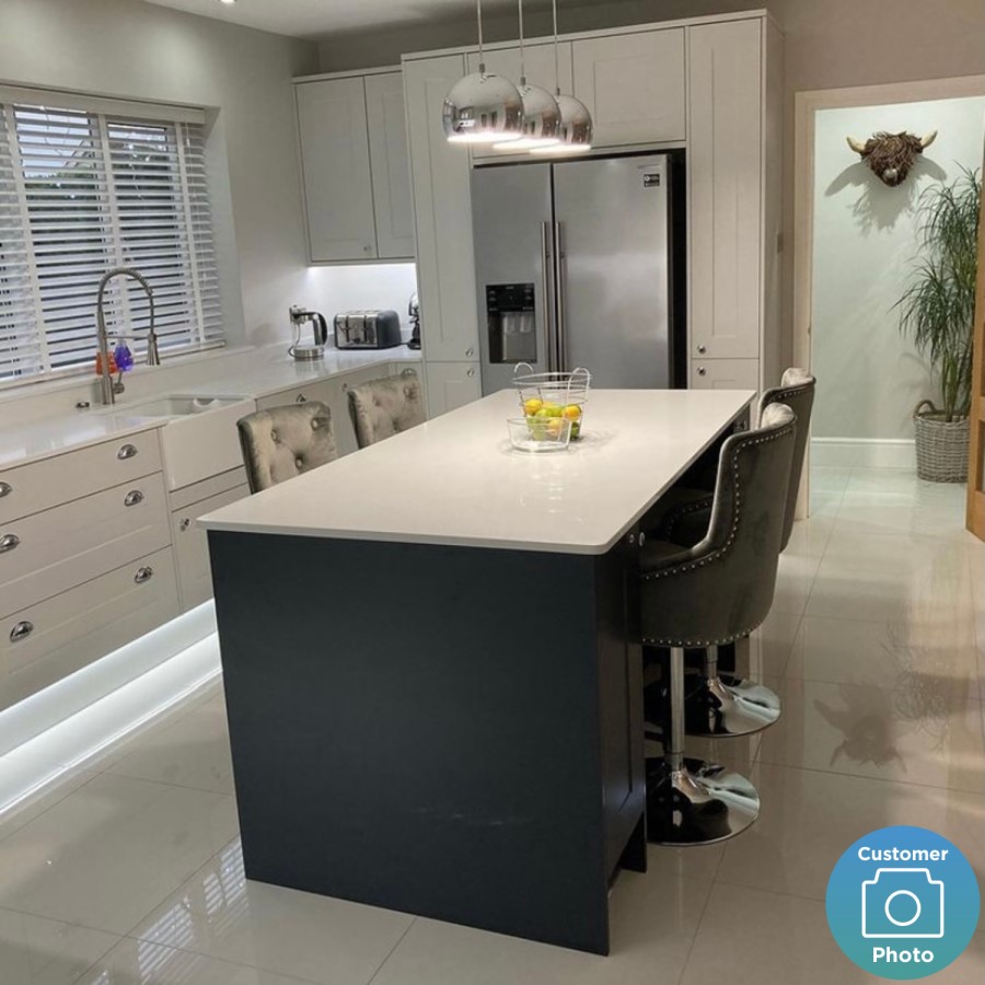 Light Grey Velvet Adjustable Bar Stool - Rocco