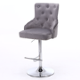 Light Grey Velvet Adjustable Bar Stool - Rocco