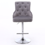 Light Grey Velvet Adjustable Bar Stool - Rocco
