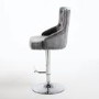 GRADE A1 - Rocco Brushed Velvet Grey/Silver Adjustable Bar Stool with Stud Detail