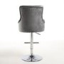 GRADE A1 - Rocco Brushed Velvet Grey/Silver Adjustable Bar Stool with Stud Detail