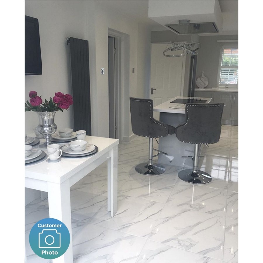 Light Grey Velvet Adjustable Bar Stool - Rocco