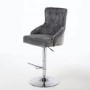 GRADE A1 - Rocco Brushed Velvet Grey/Silver Adjustable Bar Stool with Stud Detail