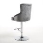 GRADE A1 - Rocco Brushed Velvet Grey/Silver Adjustable Bar Stool with Stud Detail