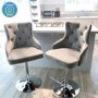 Light Grey Velvet Adjustable Bar Stool - Rocco