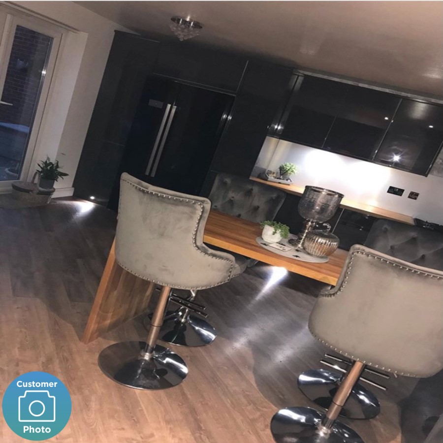 Light Grey Velvet Adjustable Bar Stool - Rocco