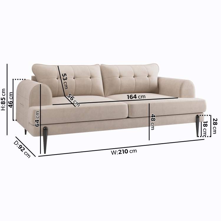 Beige Fabric 3 Seater Sofa and Footstool Set - Rosie