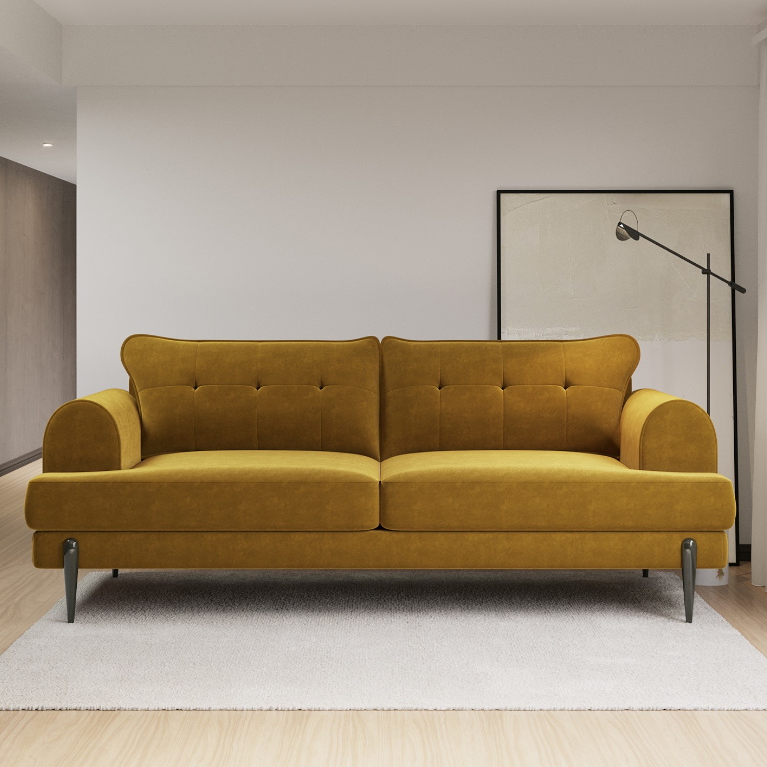 Photo of Mustard velvet 3 seater sofa - rosie