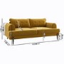 Mustard Velvet 3 Seater Sofa Armchair and Footstool Set - Rosie