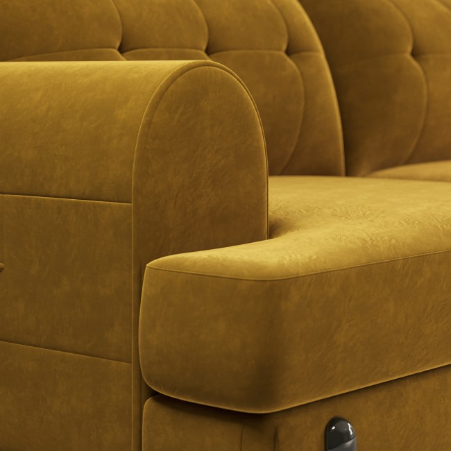 Mustard Velvet 3 Seater Sofa - Rosie