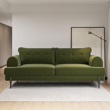 Olive Green Velvet 3 Seater Sofa - Rosie - Furniture123