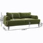 Olive Green Velvet 3 Seater Sofa and Footstool Set - Rosie