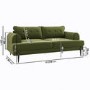 Olive Green Velvet 3 Seater Sofa - Rosie