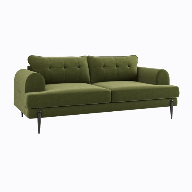 Olive Green Velvet 3 Seater Sofa - Rosie