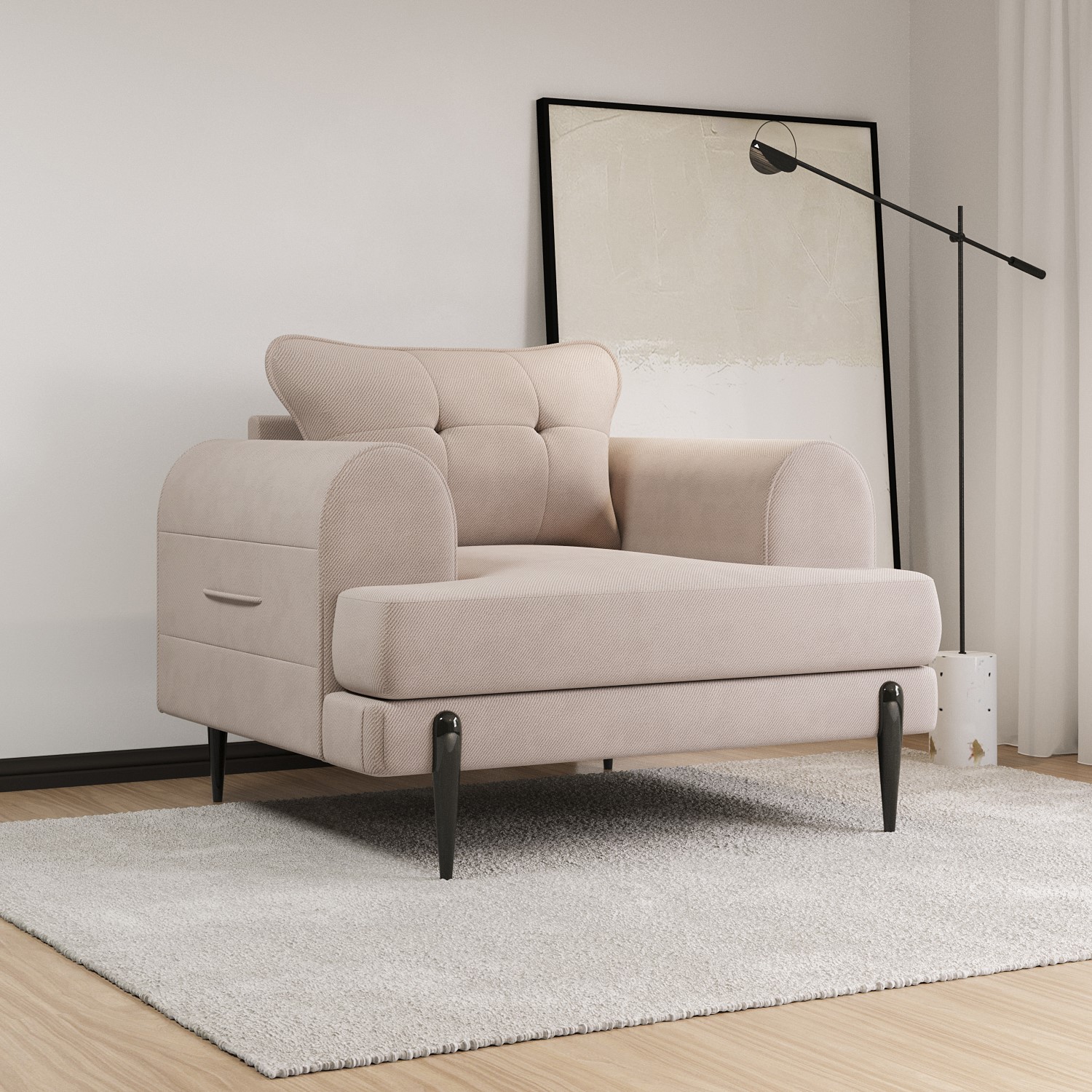 Photo of Beige fabric armchair - rosie
