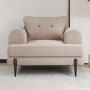 Beige Fabric 3 Seater Sofa Armchair and Footstool Set - Rosie