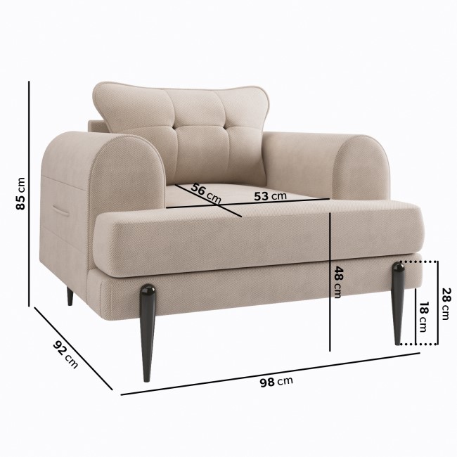 3 Seater Sofa and Armchair Set in Beige Fabric - Rosie