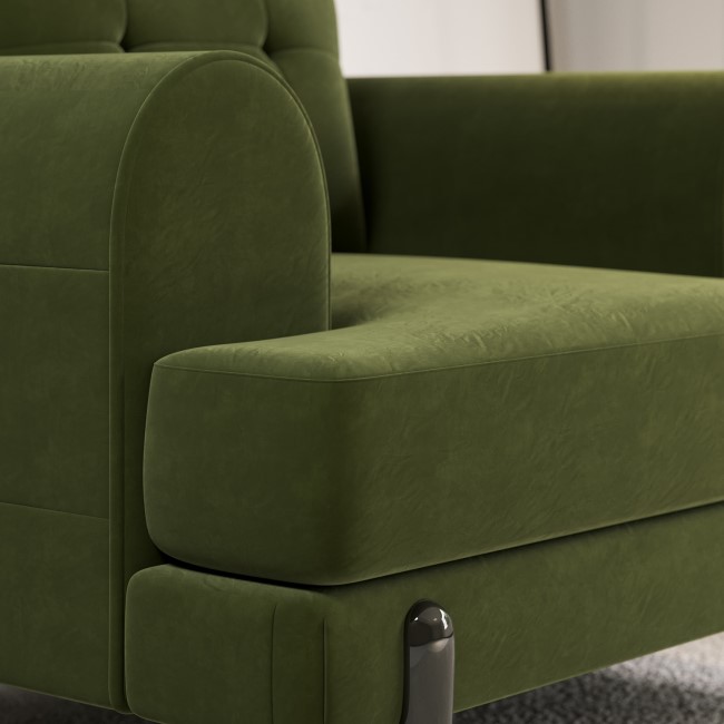 ONLY OPENED - Olive Green Velvet Armchair - Rosie