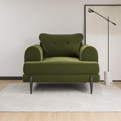 Olive Green Velvet Armchair - Rosie