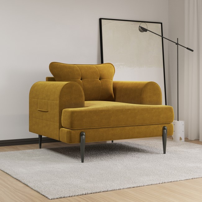 ALMOST PERFECT - Mustard Velvet Armchair - Rosie