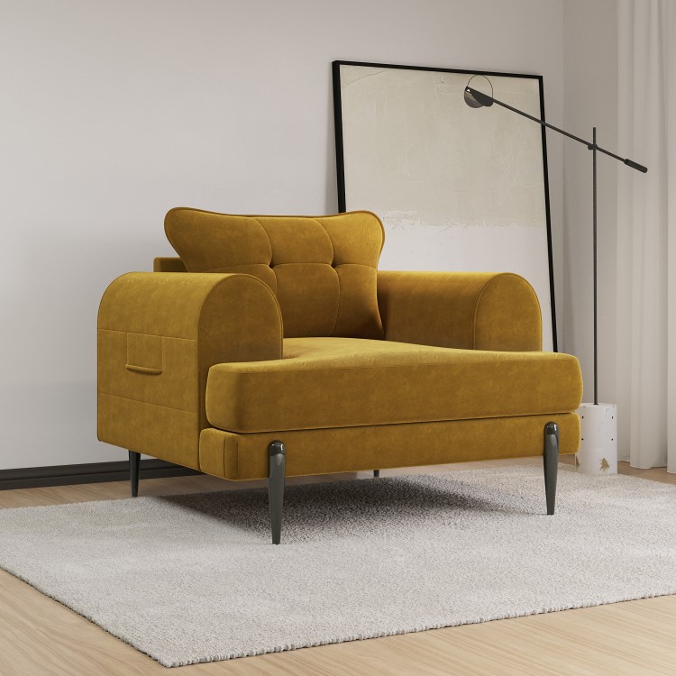 ONLY OPENED - Mustard Velvet Armchair - Rosie