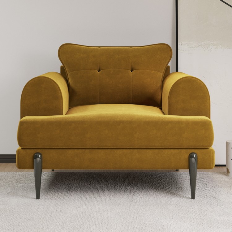 ONLY OPENED - Mustard Velvet Armchair - Rosie