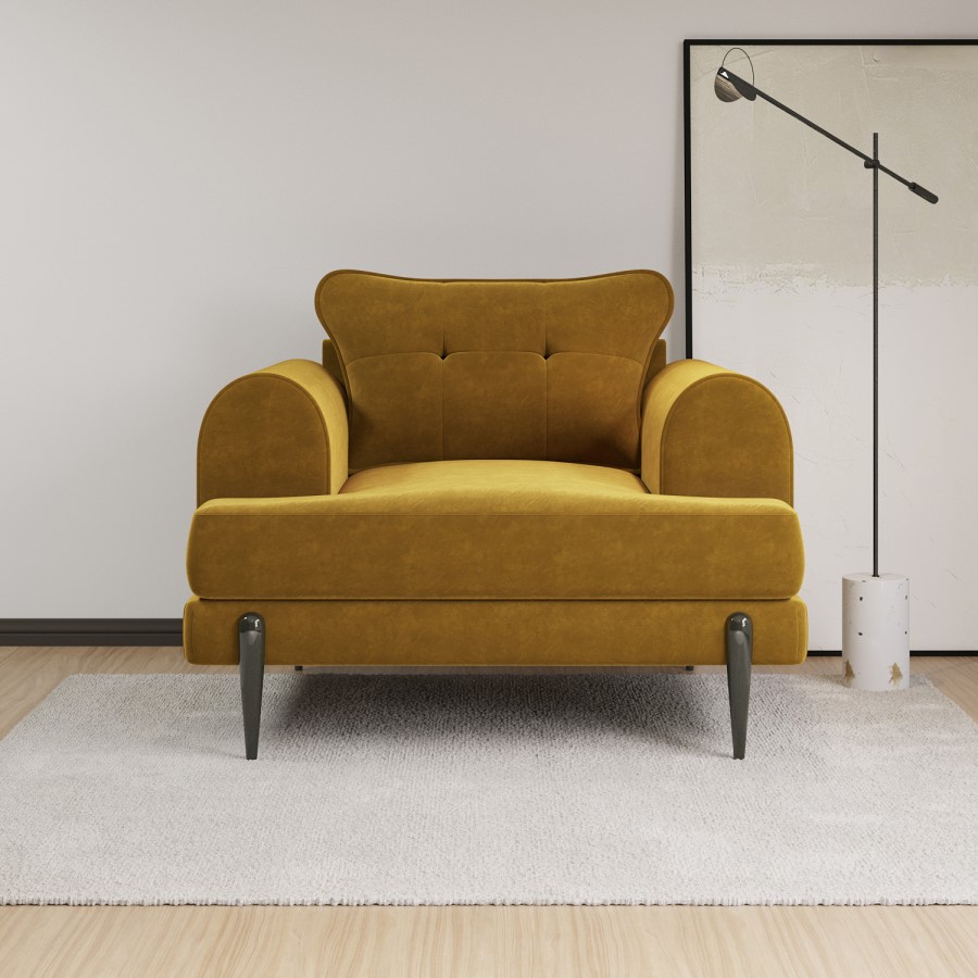 Mustard Velvet Armchair - Rosie
