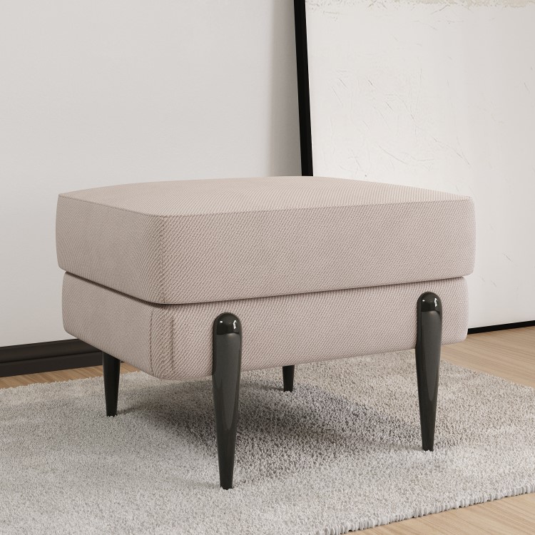 Small Beige Fabric Footstool - Rosie