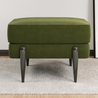 Small Olive Green Velvet Footstool - Rosie