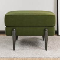 GRADE A2 - Small Olive Green Velvet Footstool - Rosie