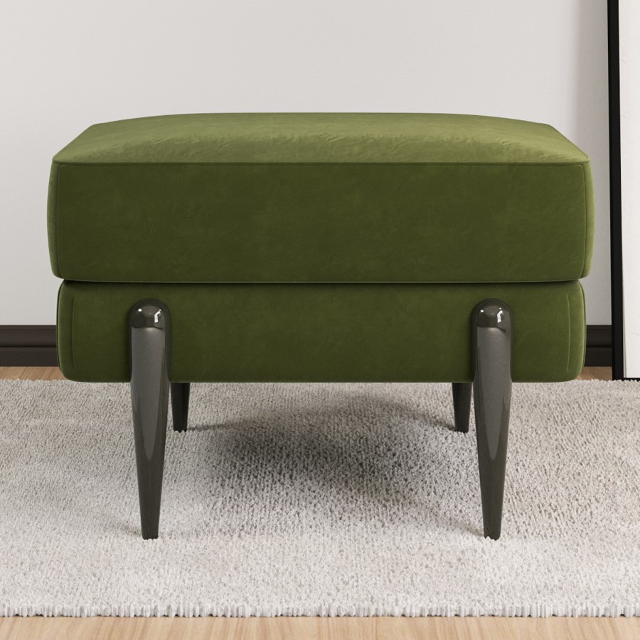 3 Seater Sofa and Footstool Set in Green Velvet - Rosie